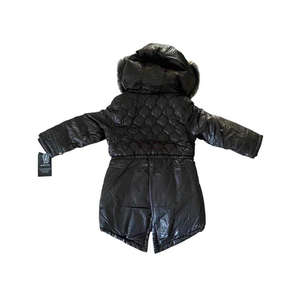 London‎ Fog - Girls Quilted Puffer Parka (S/4) - Faux Fur Hood Warm Coat